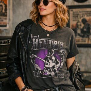 American Classics Jimi Hendrix Graphic Band Tee Retro Rock Concert T-Shirt Black